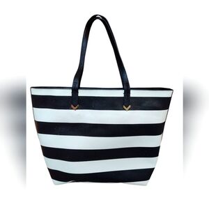 Stella & Dot Black & White Striped Tote